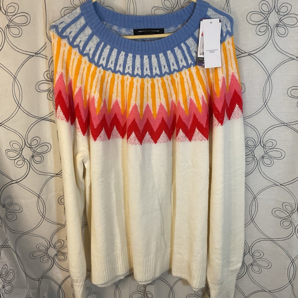 NWT FRENCH CONNECTION ESSENTIALS‎ SWEATER MULTICOLOR Size XXL